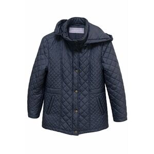 Laura Scott Quilted Jacket Womens M Black Snap Front Lightweight Coat